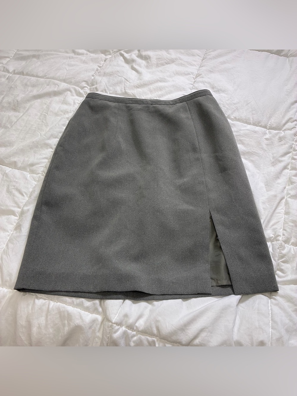 Isaac Hazan Grey Straight Pencil Skirt with Slit